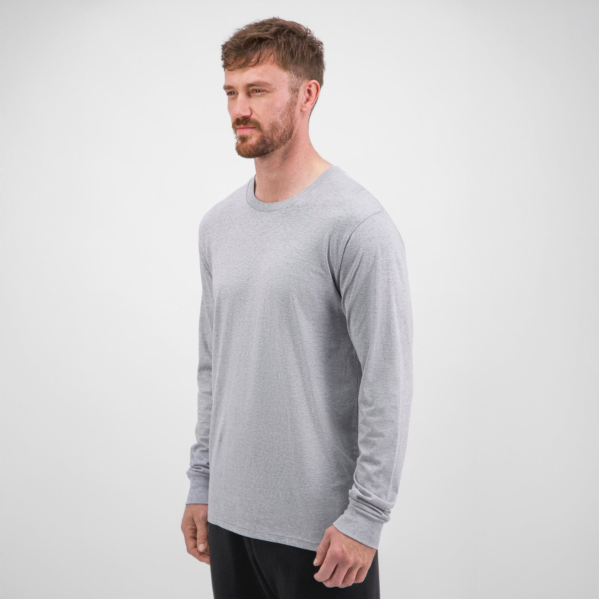 Grey Marle Mens Basis Long Sleeve Tee