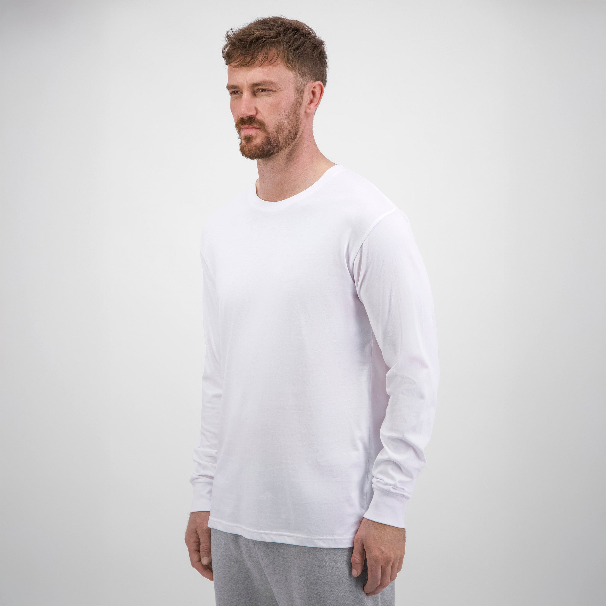 White Mens Basis Long Sleeve Tee