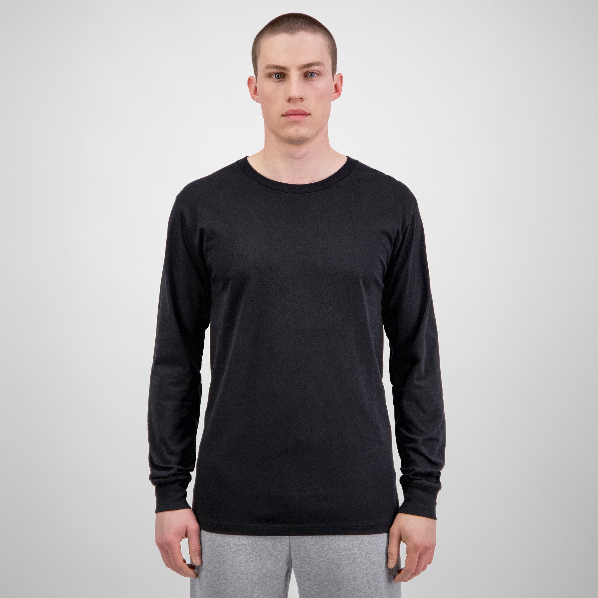 Black Mens Basis Long Sleeve Tee