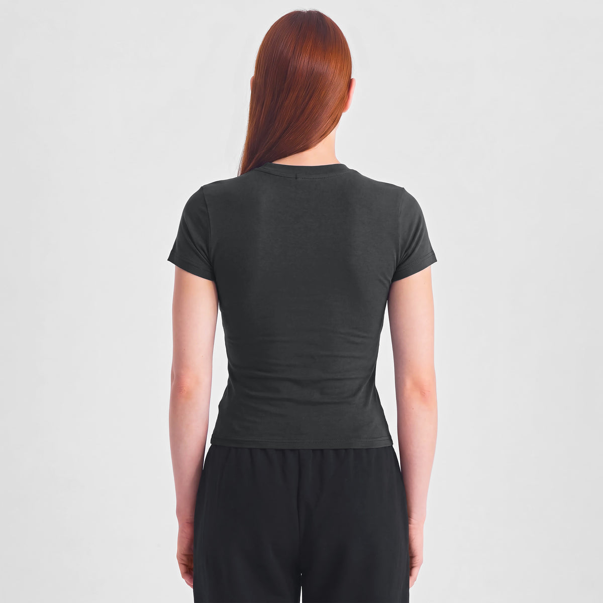 Washed Black Womens Baby Tee