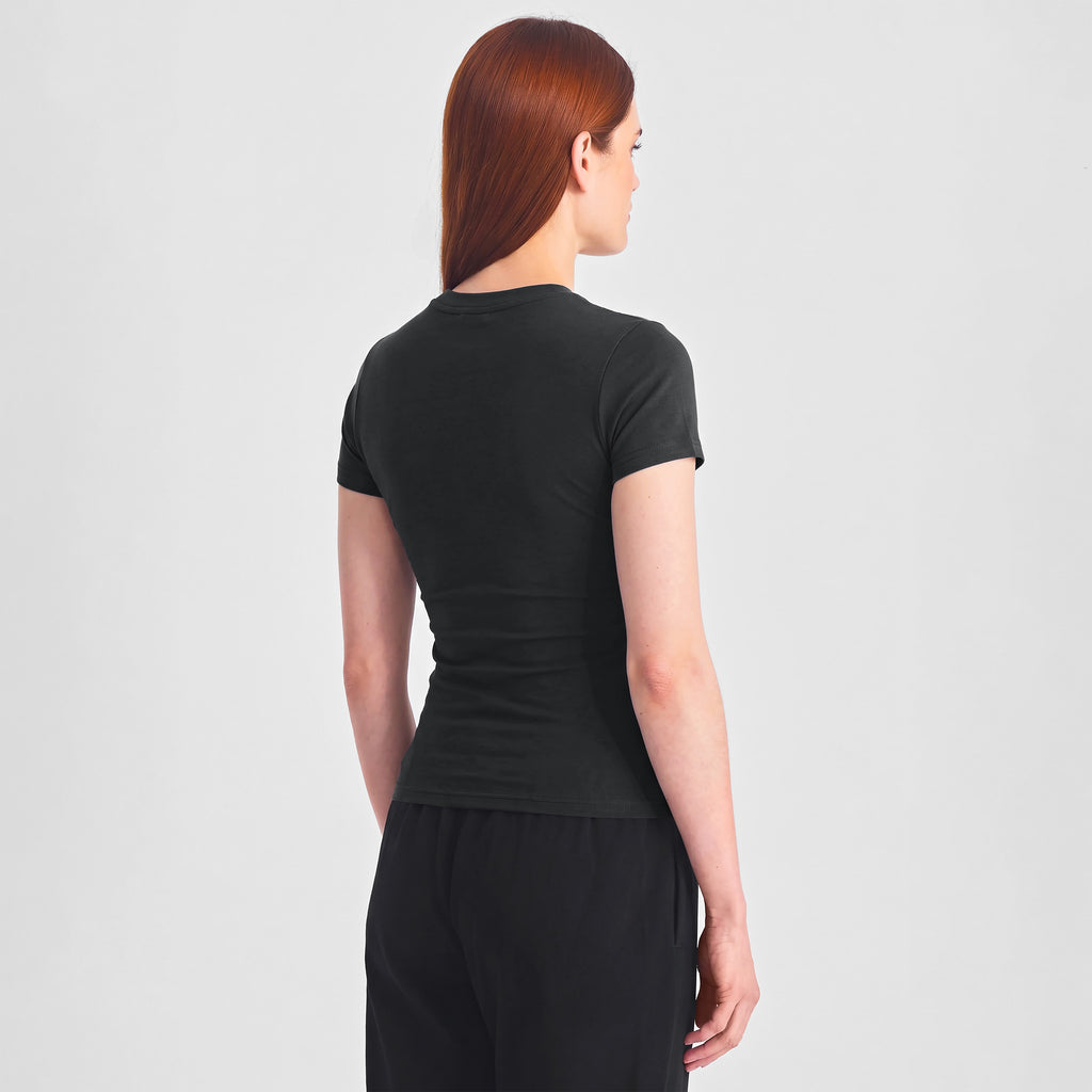 Washed Black Womens Baby Tee