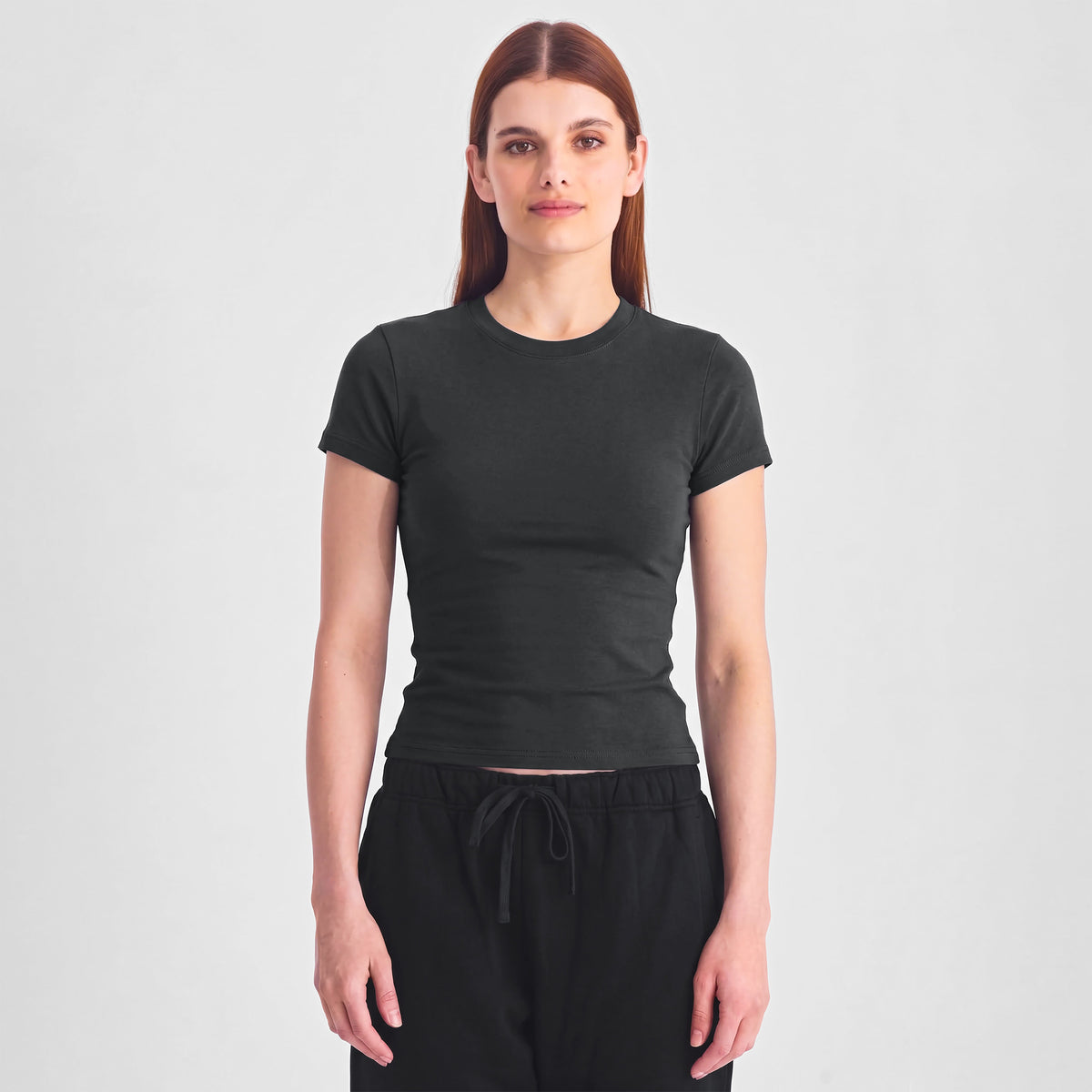 Washed Black Womens Baby Tee