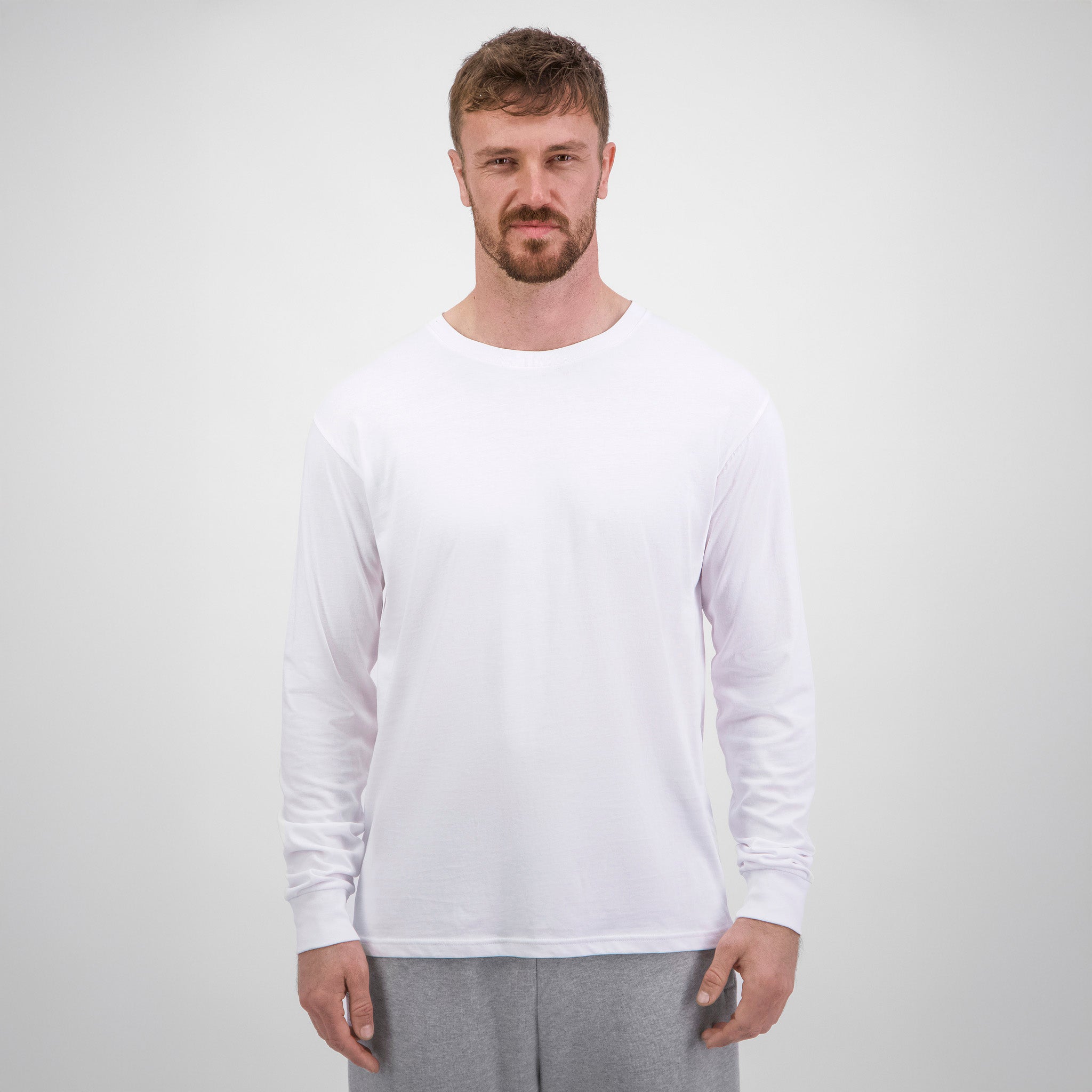 White Mens Basis Long Sleeve Tee